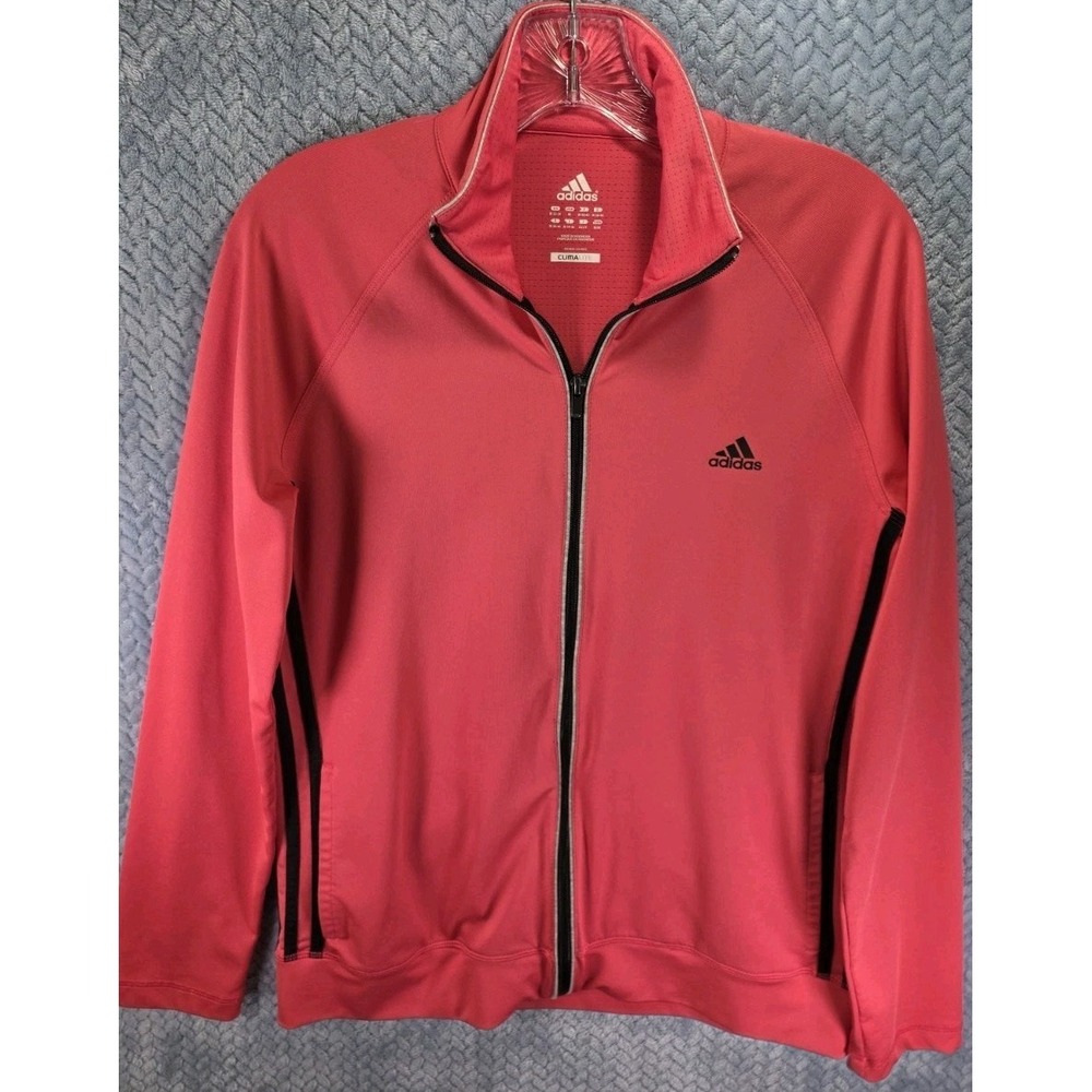 Adidas ClimaLite Hot Pink Zip Ip Jacket Womens Size Medium Full Zip Athleisure - Picture 8 of 12